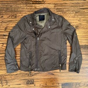 ALLSAINTS Novello Nylon Moto Biker Jacket Taupe Size Large